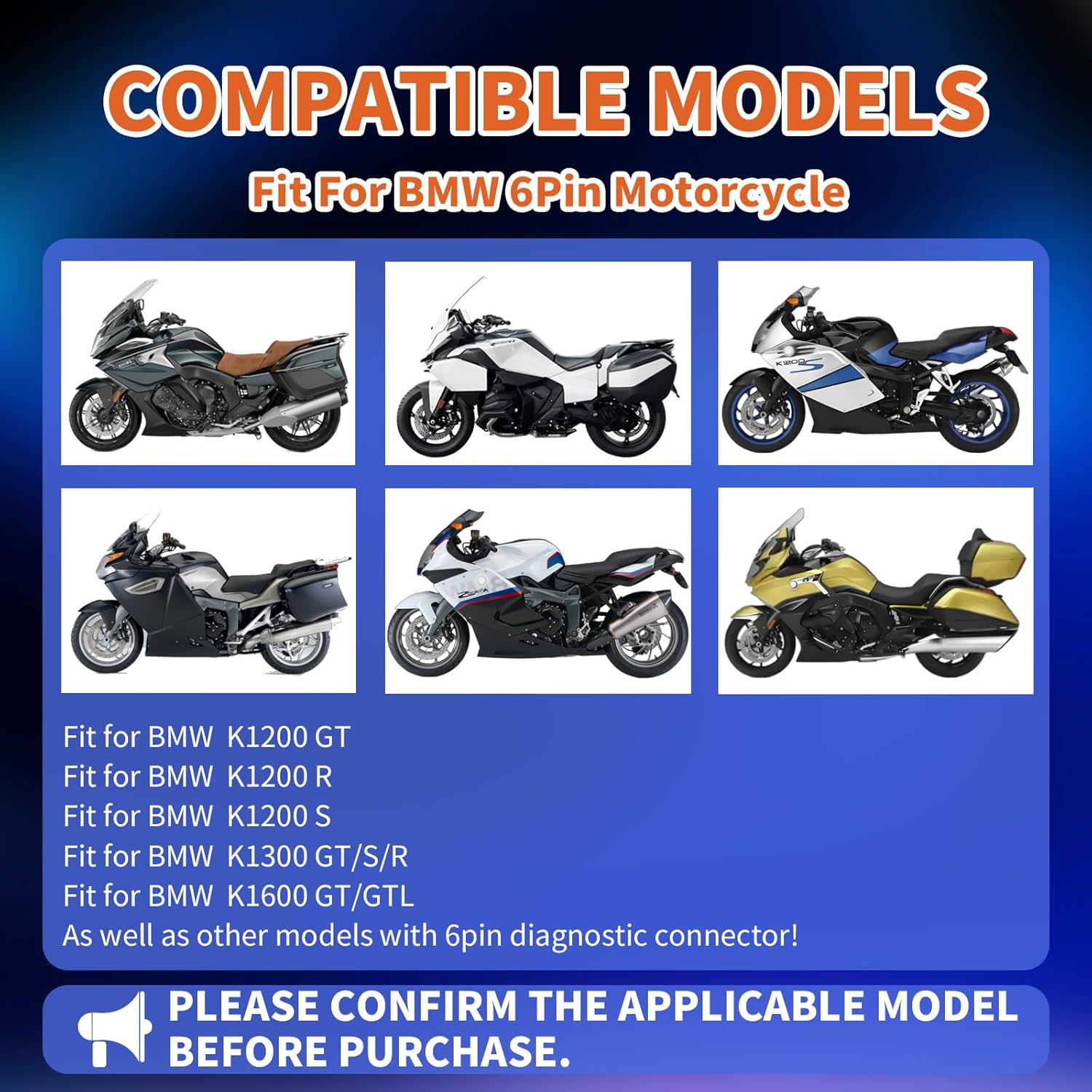 OBD2 Adapter Cable Fits for BMW Motorcycles, 6Pin to 16Pin OBD2 Diagnostic Adapter Cable Works with All OBDII Scanner
