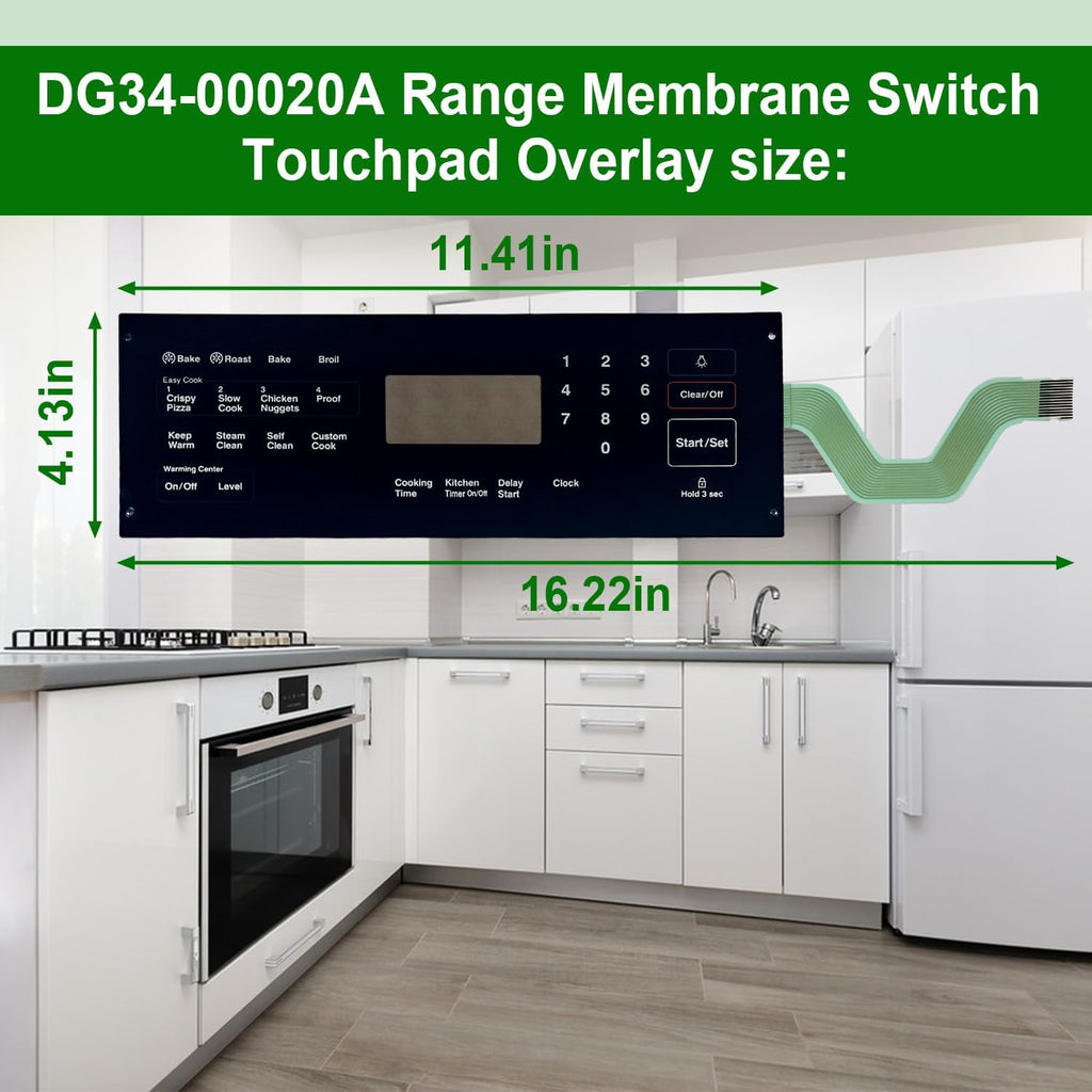 DG34-00020A Range Membrane Switch Touchpad Overlay-Compatible with Samsung Stove/Oven,Replaces AP5623392,PS4240764,NE594R0ABSR,NE59J3420SS,NE59J3420SB, NE59J3421SS,NE595R0ABSR-Touch Panel