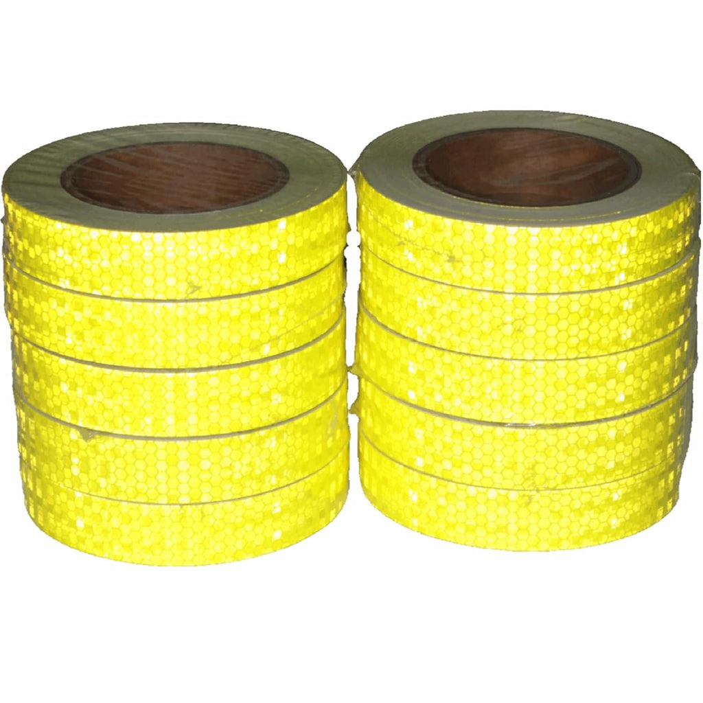 Fluorescent Yellow Reflective Tape Outdoor Waterproof 1 inch Wide, High Visibility Warning Safety Industrial Marking Tape (68 feet,10 Rolls)