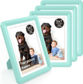 Green 5x7 Picture Frame with Acrylic Front 4 Pack, ABS Frame for 5x7 or 4x9 Photos, Shatterproof UV-Resistant Tabletop Photo Frame, Vertical/Horizontal Display for Home Décor