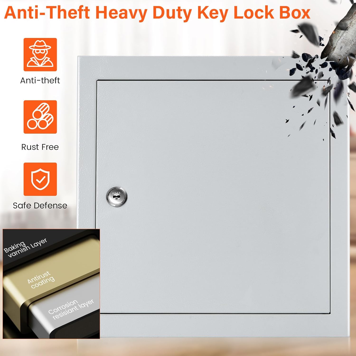 100 Keys White Key Cabinet, Anti-Theft Key Lock Box with Key Tags, Adjustable Key Organizer Wall Safe for Car Office House Garage Rental Business