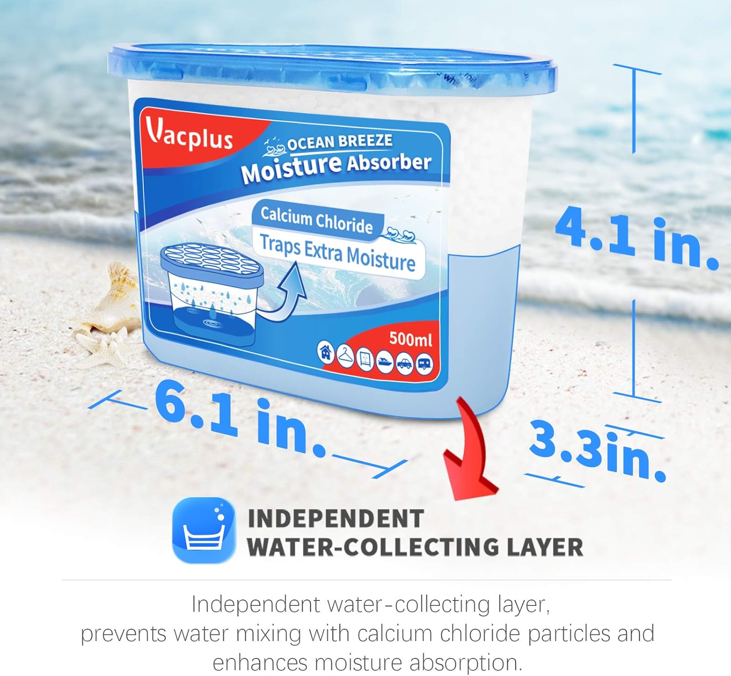 Vacplus Moisture Absorbers, 10.5 Oz Humidity Absorber Boxes Attracts Extra Moisture from Your Bathroom, Closet, Kitchen & Study, Dehumidifier, Odor Eliminator for Closet (Ocean Scent), 12 Packs