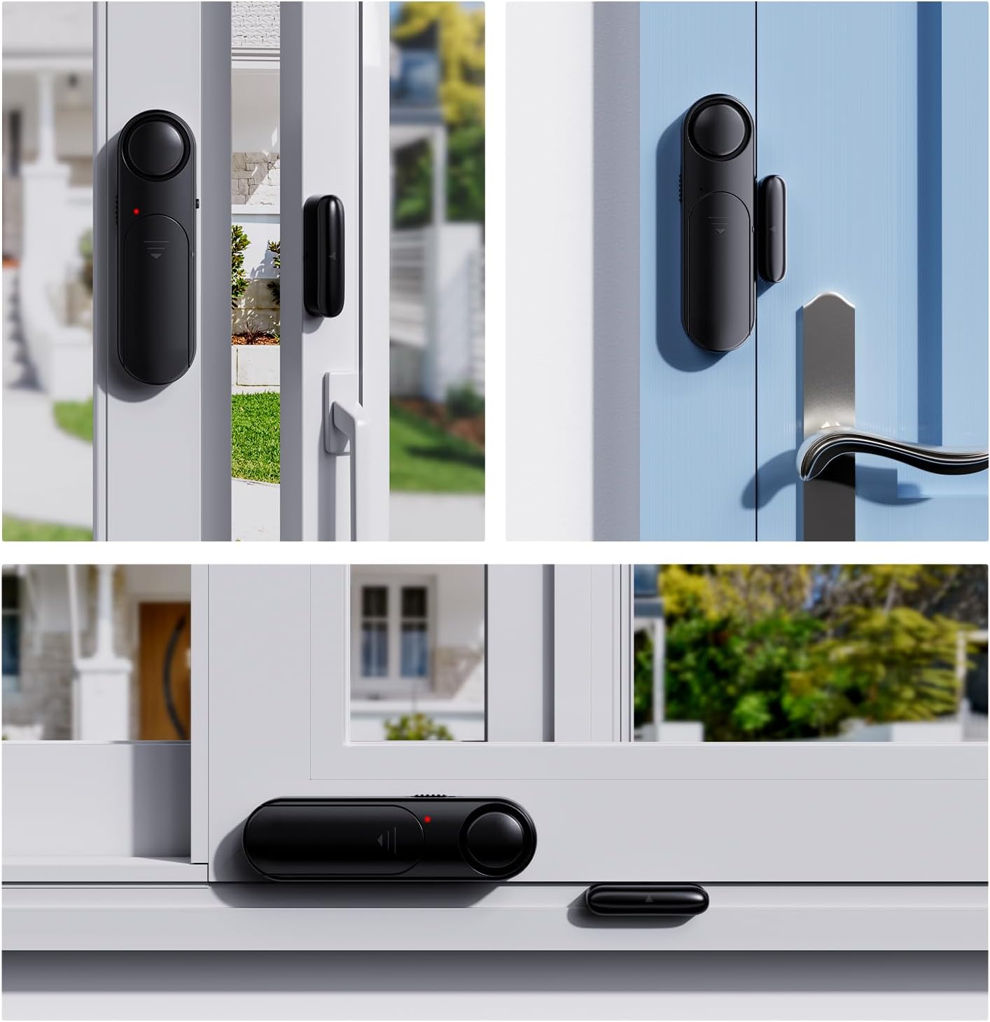 Window and Door Alarm When Opened for Kids Safety/Home Security, 2 Pack Sliding Door Sensor Alarms with Remote for Dementia,Burglar Alert for Business/Garage/Apartment Entry,Back/Front/Pool, Black