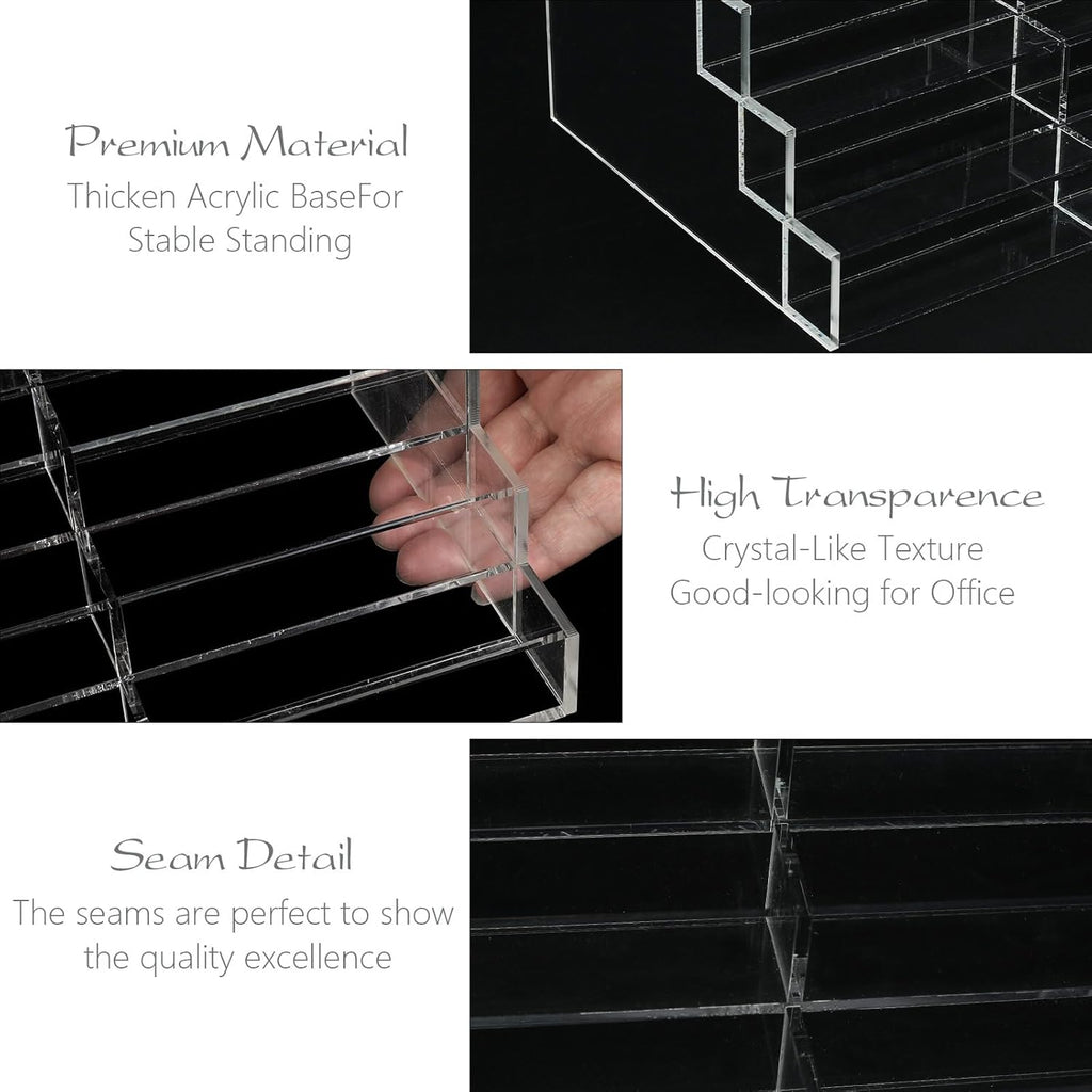 20 Slots Acrylic Business Card Holder for Desk Business Card Stand Clear Plastic Multiple Cards Display Stand Rack for Office Supplies Home School Brochure File Table Recipe