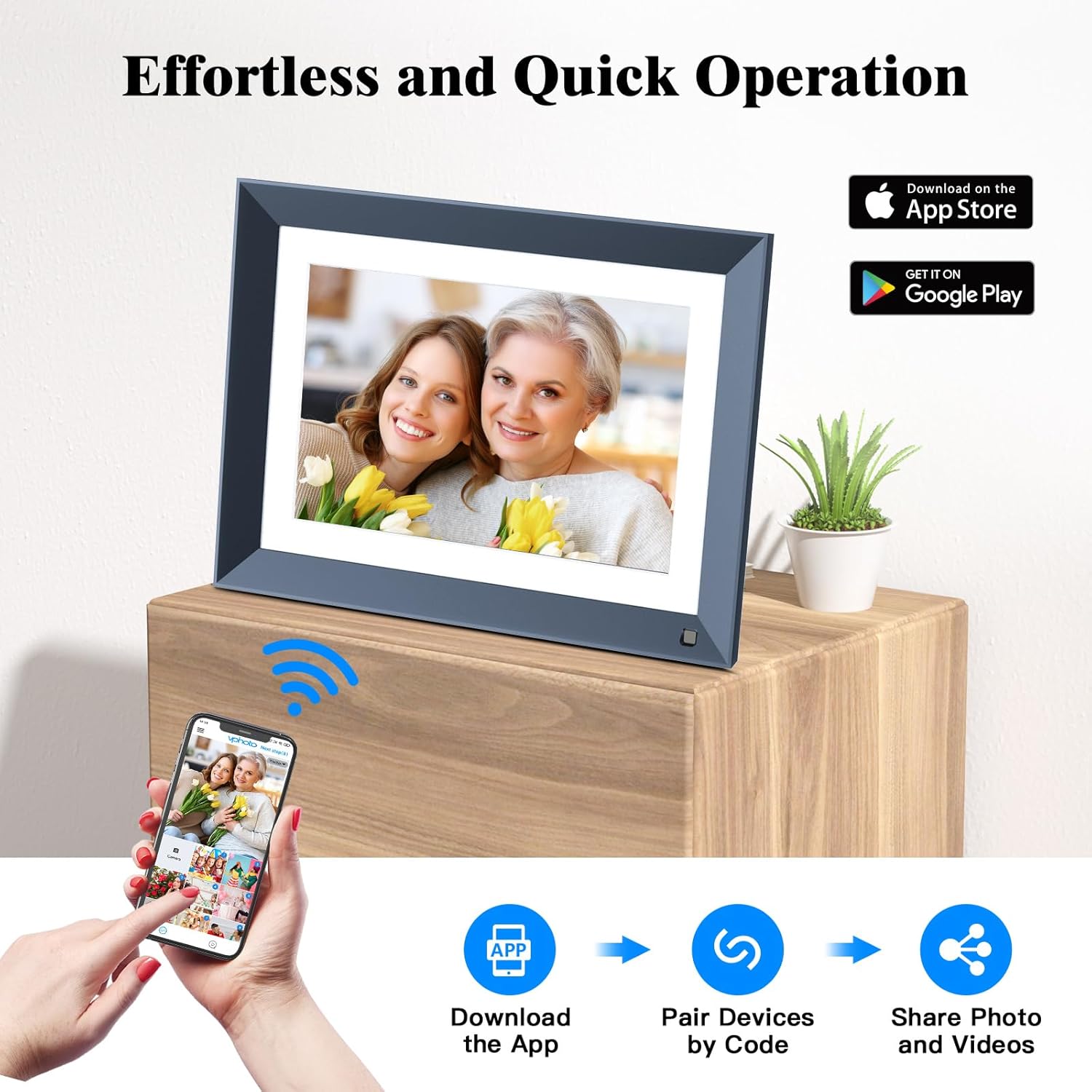 10.1-inch Digital Picture Frame Smart-Photo-Frame - Digital Frame with 1920 * 1200 IPS Touch Screen, Auto Rotate, 16GB Storage, Load Photos Videos from Phone via App or Email, Birthday Gifts for Mom