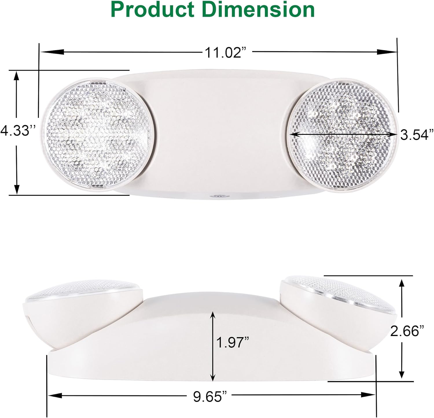 GRUENLICH LED Emergency Light, Exit Lighting Fixtures with 2 LED Bug Eye Heads and Back Up Batteries, UL 924 Qualified, 120/277 Voltage, 4-Pack