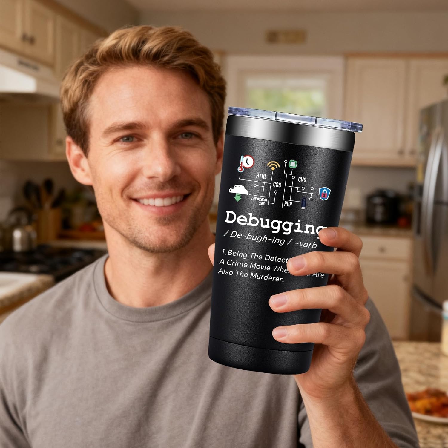 SpenMeta Christmas Computer Science Gifts - Computer Programmers Gifts for Coders, IT Tech, Geeks - 20oz Debugging Definition Tumbler Cup