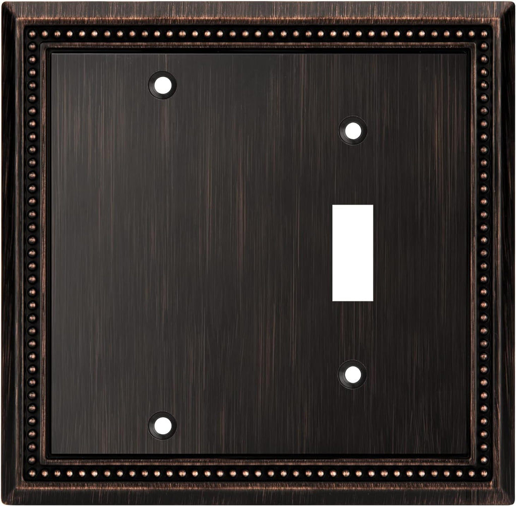 Henne Bery Sunken Pearls Heavy Duty Decorative Wall Plate Switch Plate Outlet Cover (Blank/Toggle, Aged Bronze)