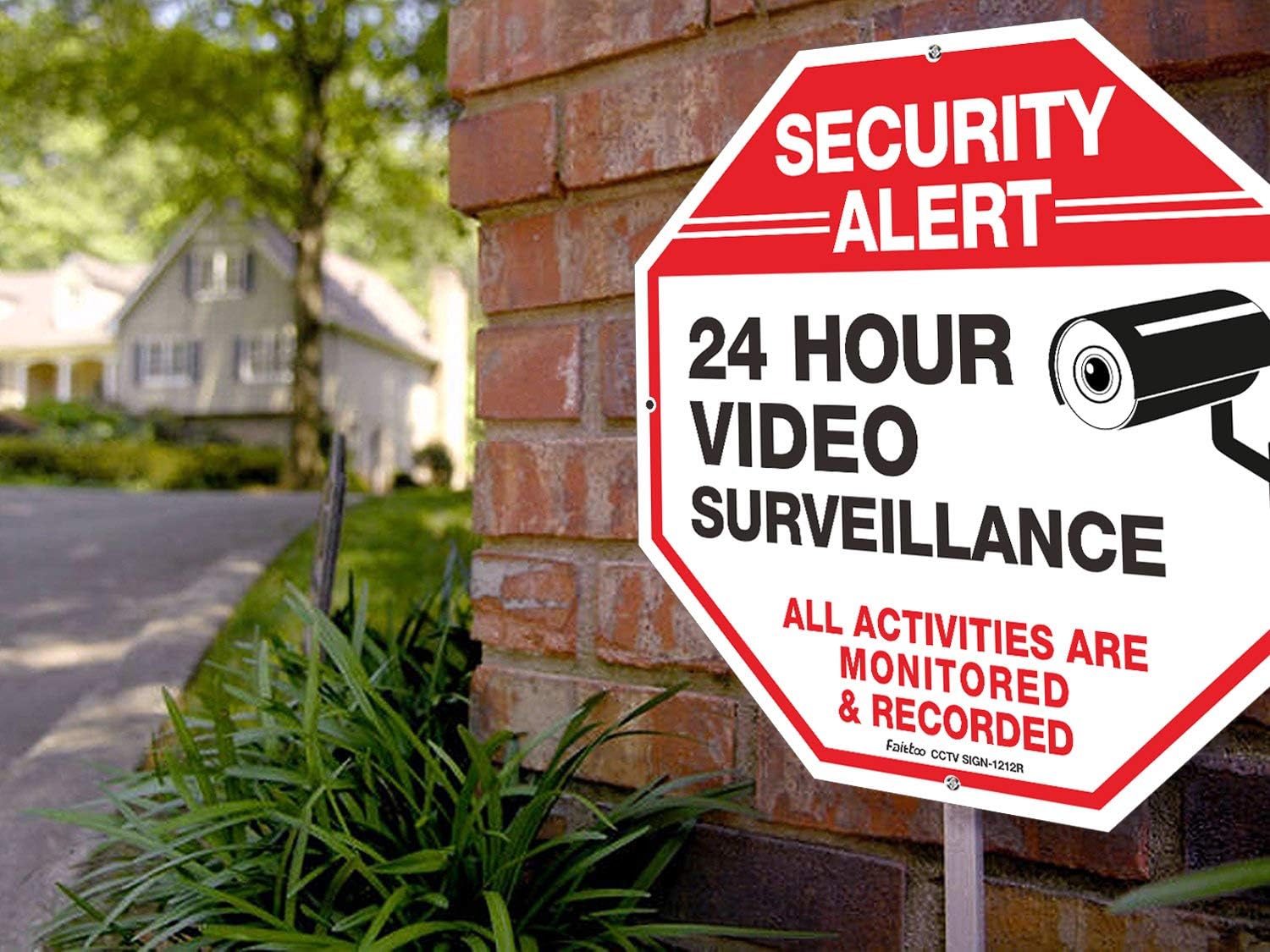 Video Surveillance Signs (2 Pack) 12 x 12 Rust Free .040 Aluminum Security Warning Reflective Metal Signs, Indoor or Outdoor Use for Home Business CCTV Security Camera, UV Protected & Waterproof