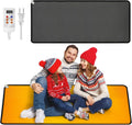 PVC 110V Heated Floor Mat Heater for Foot Warmer Under Desk 48 x 20 Inch Carbon Crystal Wood Stripe Electric Heating Carpet Pad Energy Saving Indoor Heated Rug for Home Office House Black