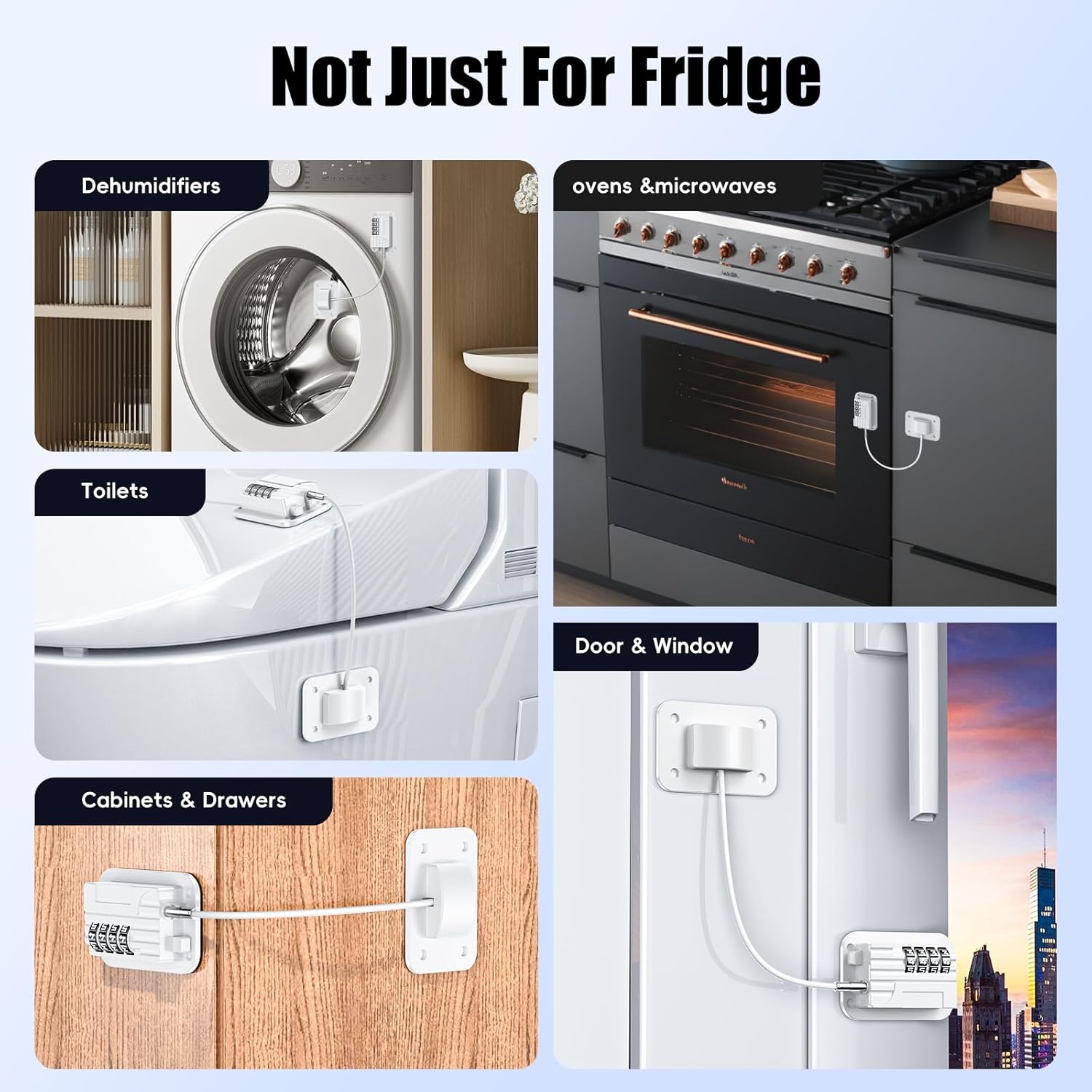 Upgraded Refrigerator Combination Locks- Changeable Password Fridge Locks for Kids, Toddlers and Children, Child & Baby Proofing Safety Door Lock for Cabinet and Drawers Windows (White-2 Pack)