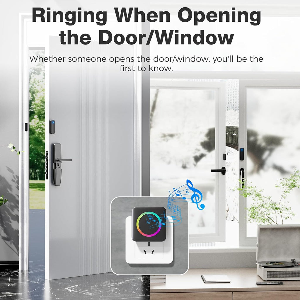 Door Sensor, Satisure Wireless Door Sensor Chime When Door Opens, Door Entry Alarm Chime for Business/Home/Kids, Door Alarm Door Ringer Alert (2 Chimes+2 Sensors)