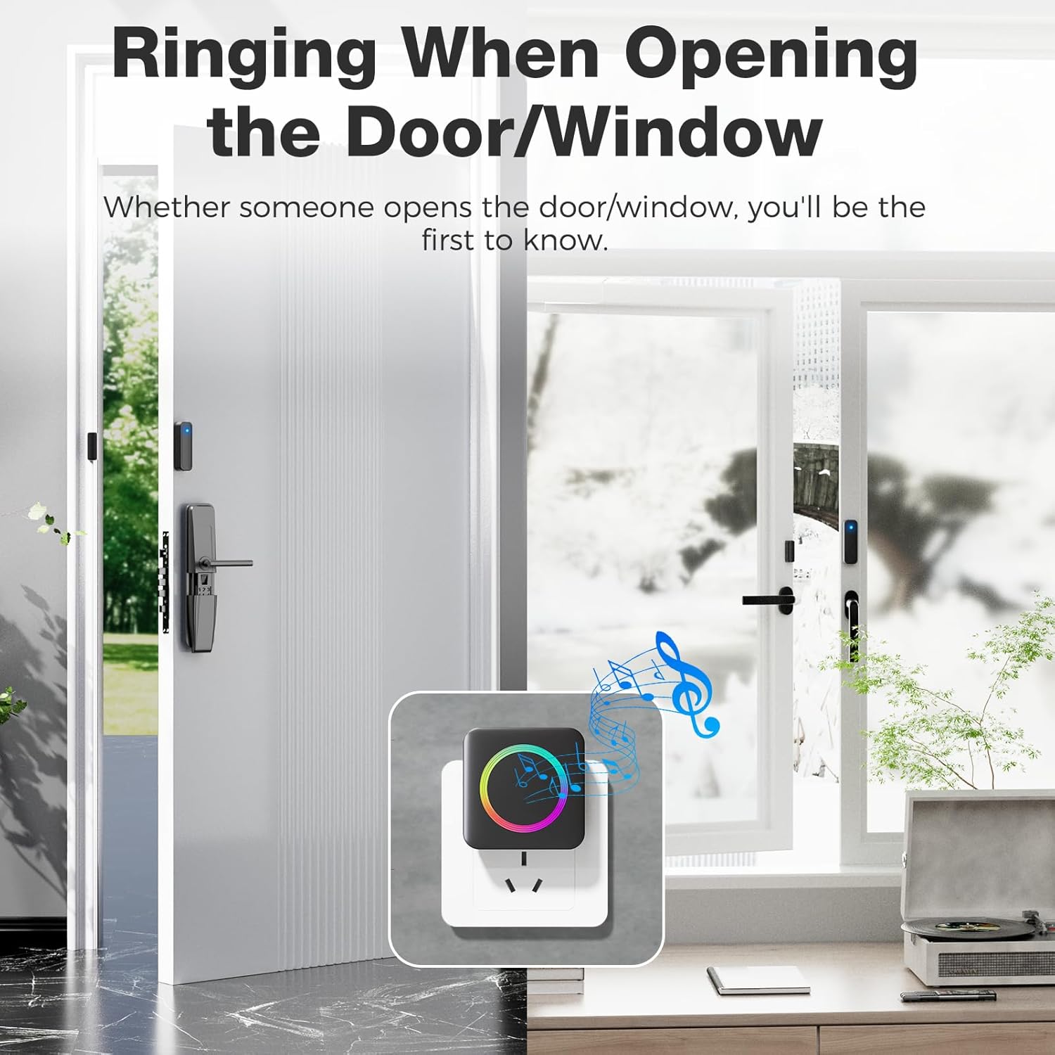 Door Sensor, Satisure Wireless Door Sensor Chime When Door Opens, Door Entry Alarm Chime for Business/Home/Kids, Door Alarm Door Ringer Alert (2 Chimes+2 Sensors)