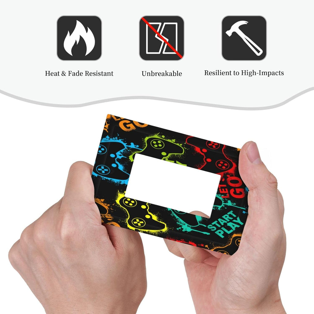 Decorative Outlet Covers Gamepad Theme Graffiti 1 Gang Rocker Light Switch Cover Plate Single Decora Light Switch Covers Wall Plate Faceplate for Game Room Bedroom Decor （2 Pack）