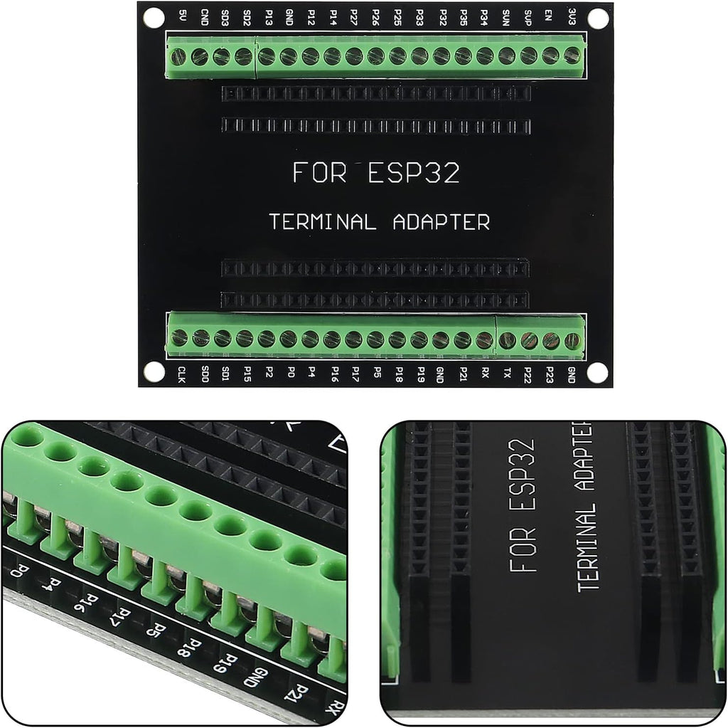 3 Set ESP32 Development Board Type C 38Pin Narrow Version WiFi + Bluetooth Microcontroller ESP-32 ESP-32S Board ESP-WROOM-32 with ESP32 Breakout Board GPIO 1 into 2 Terminal Screw Board