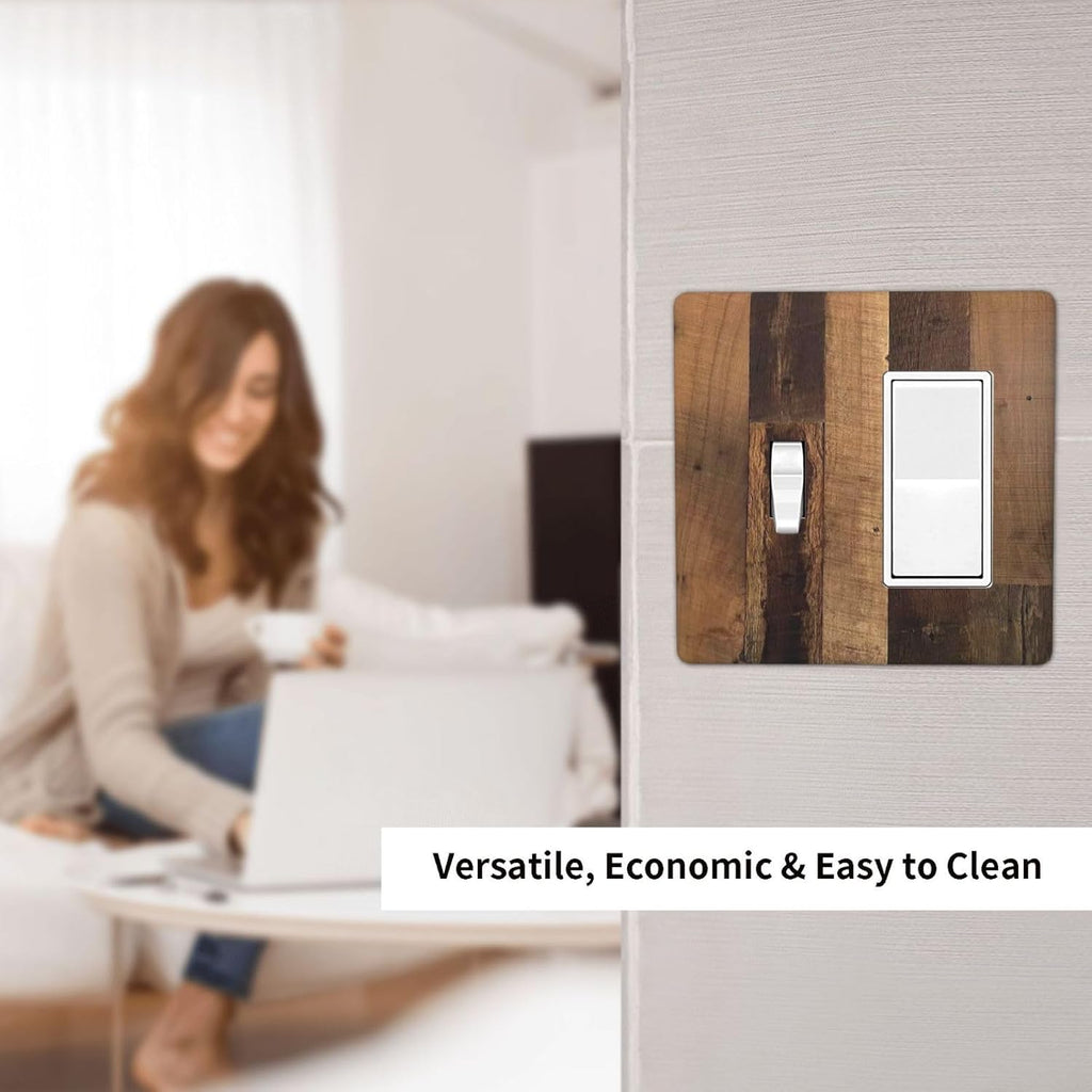 Rustic Brown Wood Vintage Wood Board Outlet Covers 1 Toggle 1 Rocker Combination Decorative Wall Plate Electrical Switch Plates Light Switch Cover Plate For Farmhouse Cabin Decor