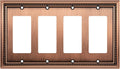 Henne Bery Sunken Pearls Heavy Duty Decorative Wall Plate Switch Plate Outlet Cover (Quad Decorator, Antique Copper)