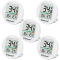 Geevon Small Digital Refrigerator Thermometer 5 Pack, IP65 Waterproof Commercial and Home Use, Max/Min Record Function with LCD Screen, Stand and Magnetic Back, for Fridge, Freezer Scenarios