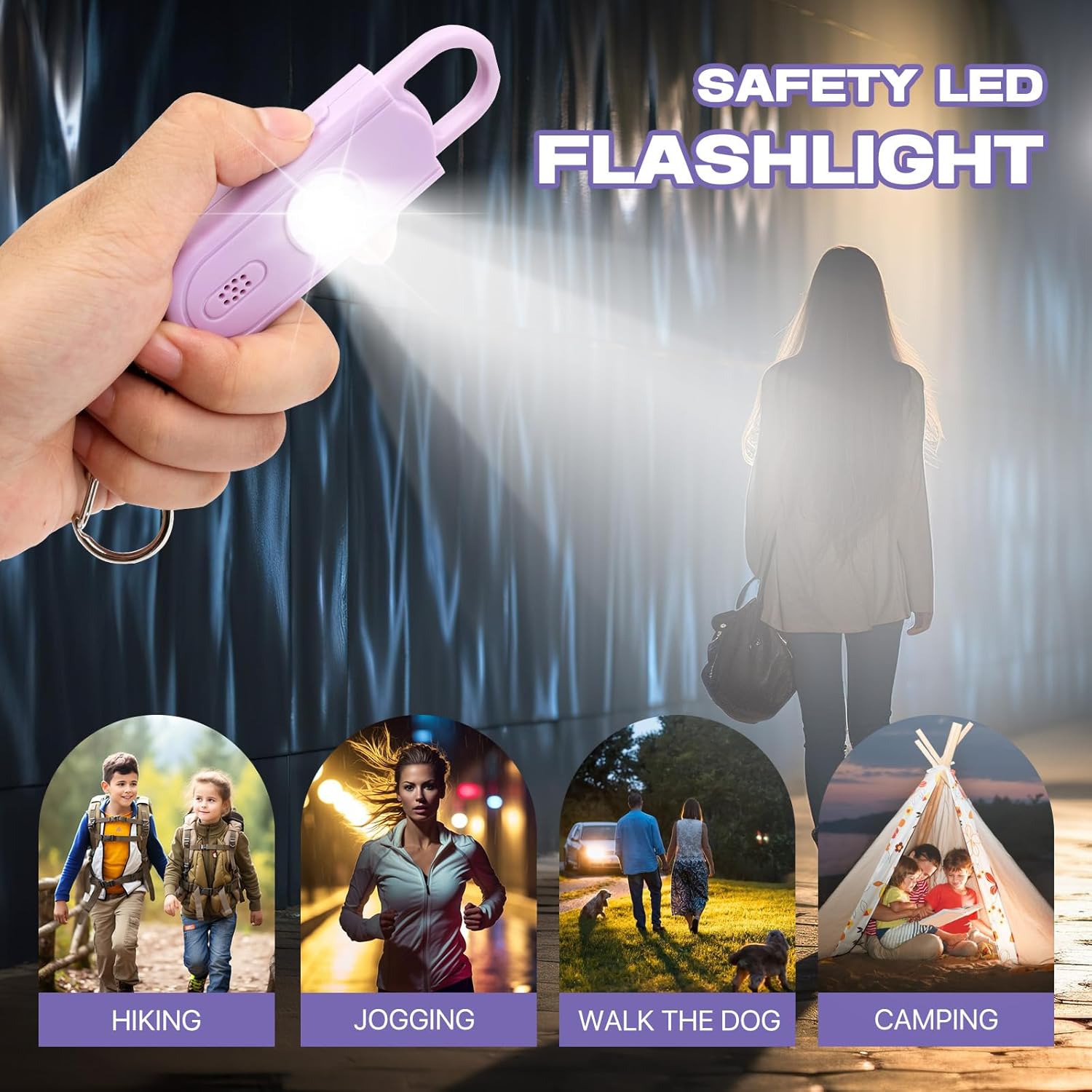 Personal Safety Alarm Keychain for Women 2PCS -130 dB Loud Siren with SOS Strobe Light, Flashlight, Double Speakers, Safe Defense Key Chain for Girls Kids Elders Emergency Call