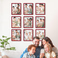 Renditions Gallery Set of 9, 11X14 Custom Photo Prints with Real Wood Picture Frames. Create Personalized Photos with Peel & Stick Photo Frames. Red Frame