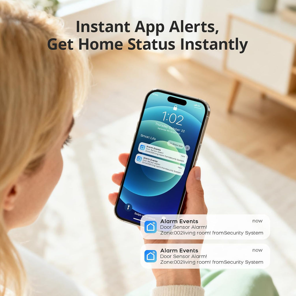 Alarm System for Home Security,2025 Upgraded Wireless Security System with WiFi+GSM/4G Instant App Alerts & Auto Alarm Dial,Door/Window Sensors Compatible with Alexa/Google NO Monthly Fees