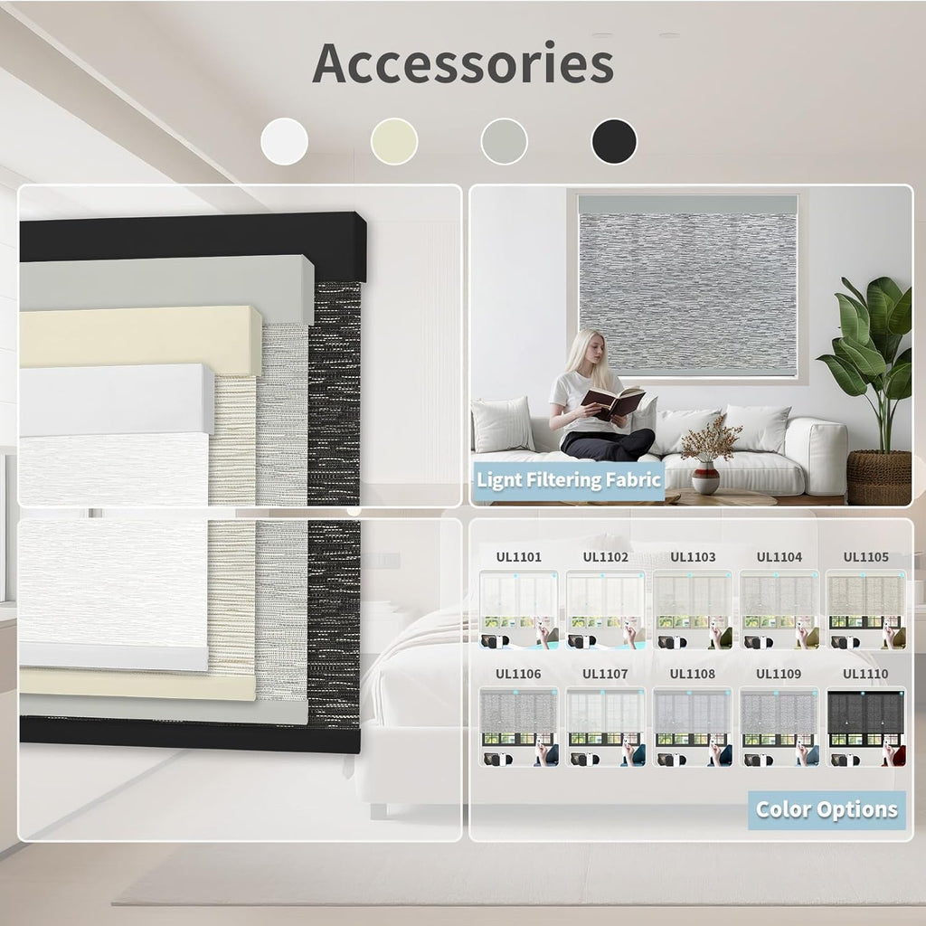 Motorized Blinds with Remote Custom Size Blackout Smart Roller Shades Compatible with Alexa Google, Electric Blinds for Windows