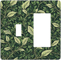 Vintage Green Plant Leaves 2 Gang Combo 1 Toggle 1 Rcoker Light Switch Covers Decorative Switch Plates Electrical Switch Plates and Outlet Covers for Home Art Decor 4.5 X 4.5 IN