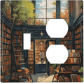 Decorative Outlet Covers Library Books Sunshine 2 Gang Wall Plate Single Toggle Duplex Light Switch Cover Switch Plate Covers Faceplate for Bedroom Home Decor