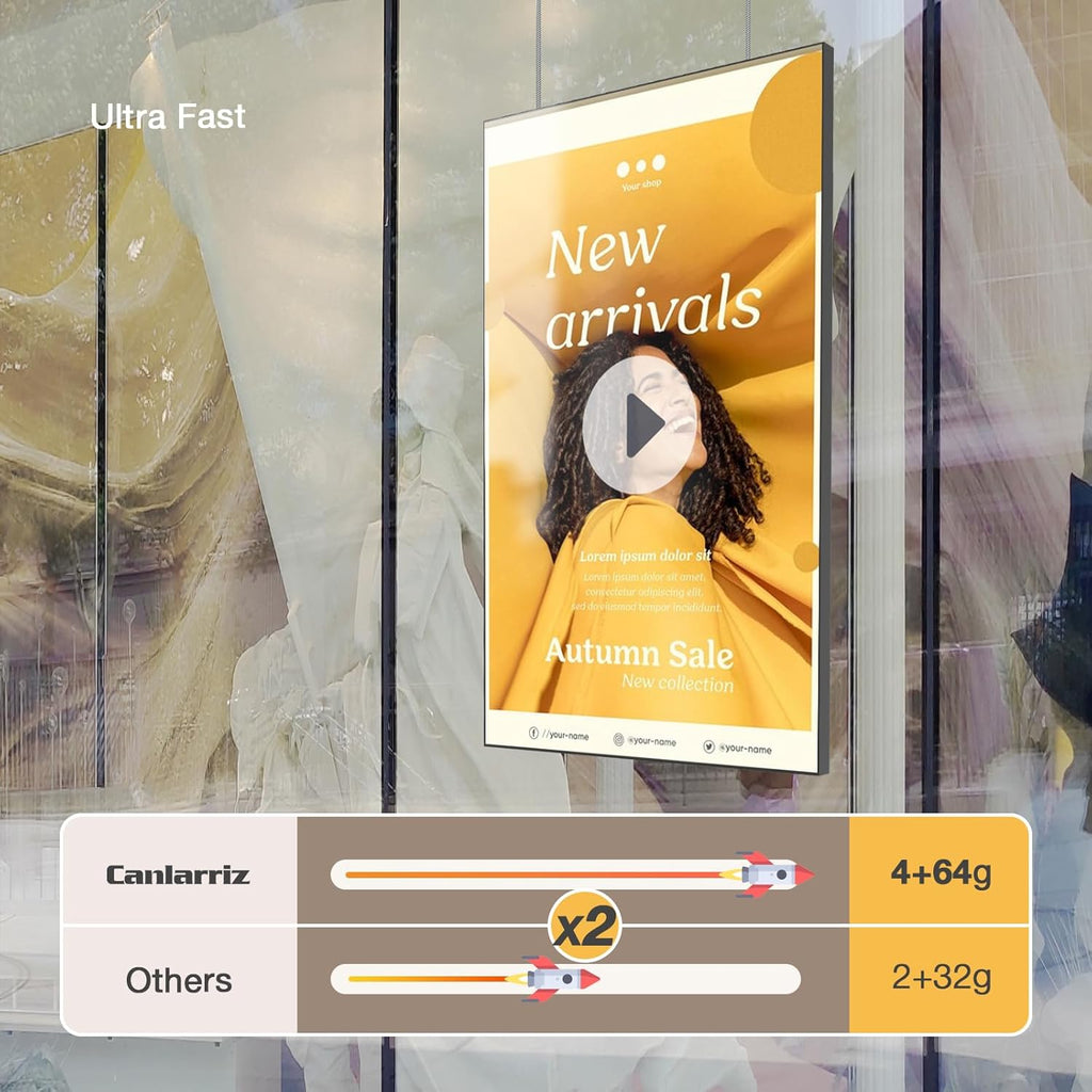 40inch Ultra-Slim Bezel-Less Digital Signage Display 4K HD 700 Nits Wall-Mountable Digital Signage Monitor 4+64G Android System HDMI Connectivity Ideal For Wayfinding Advertisingand More