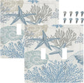 Decorative Light Switch Plate Covers Blue Starfish Coral Seaweed 2 Gang Light Switch Cover Plate Double Toggle Wall Plate Outlet Covers for Bathroom Bedroom Decor （2 Pack）