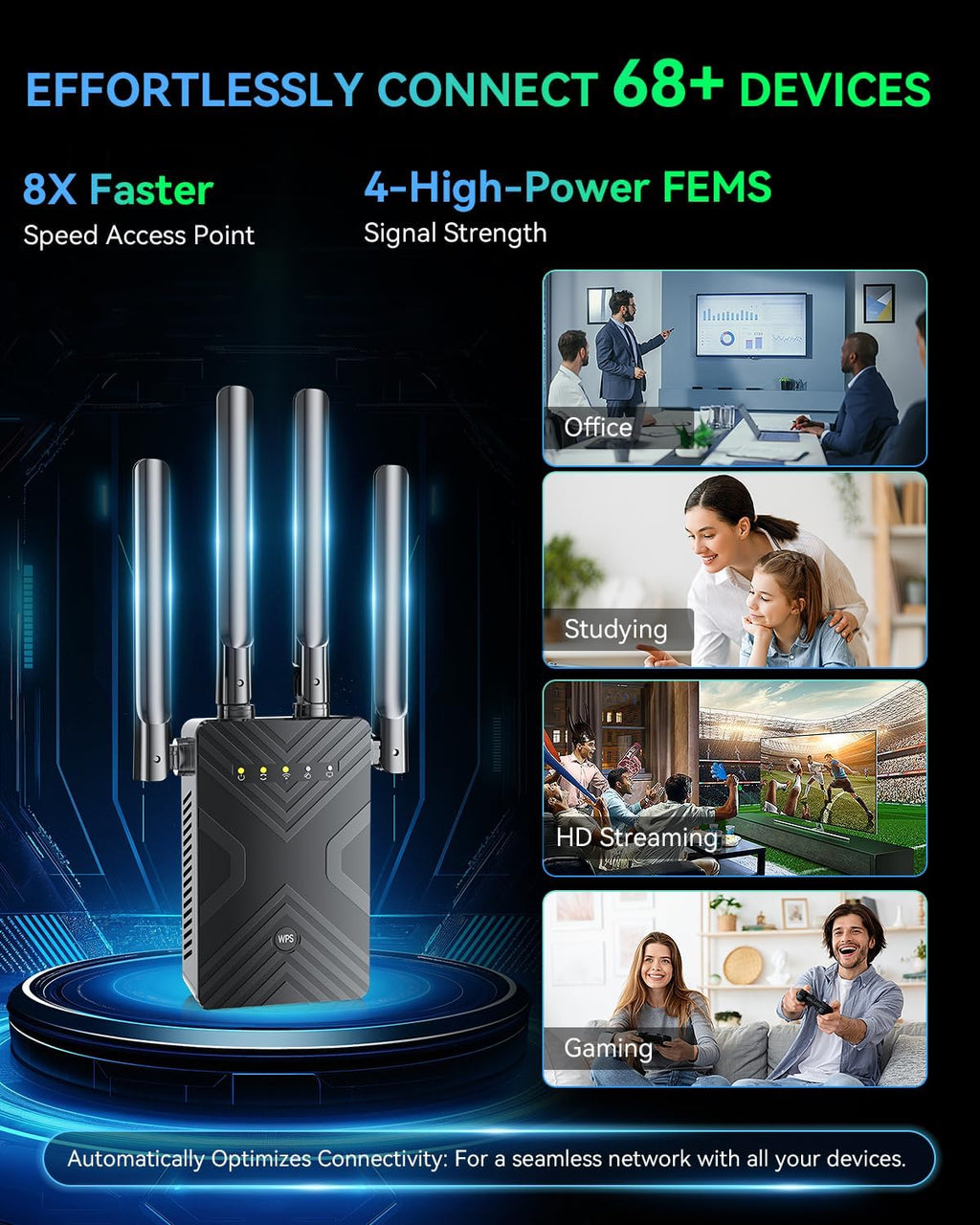 2026 WiFi Extender Signal Booster for Home - 8X Faster Internet Booster with Ethernet Port, Covers 15888sq.ft & 1-Tap Setup, Wireless Repeater Amplifier Supports 68＋Devices