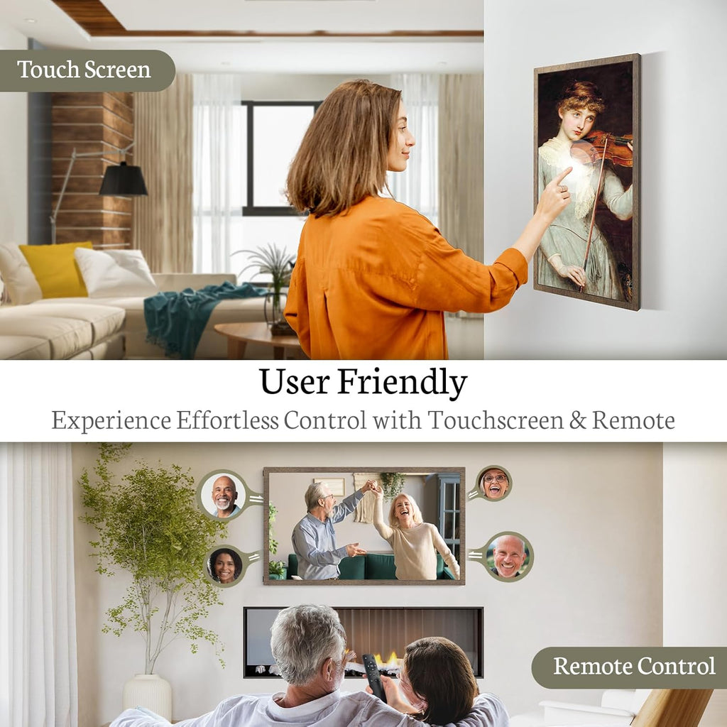 BSIMB Large Digital Picture Frame 21.5 Inch, 64GB Touchscreen 1920x1080 FHD WiFi Digital Photo Frame Electronic Remote Control, Share Pictures/Videos via App/USB/SD Easy Setup Gifts for Mom, Dark Wood