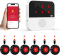 WiFi Caregiver Pager Wireless Call Button Life Alert Systems for Seniors No Monthly Fee with LED Number Display Alert Button for Elderly Patient Disabled 6 Button 1 Receiver(only Supports 2.4GHz WiFi)