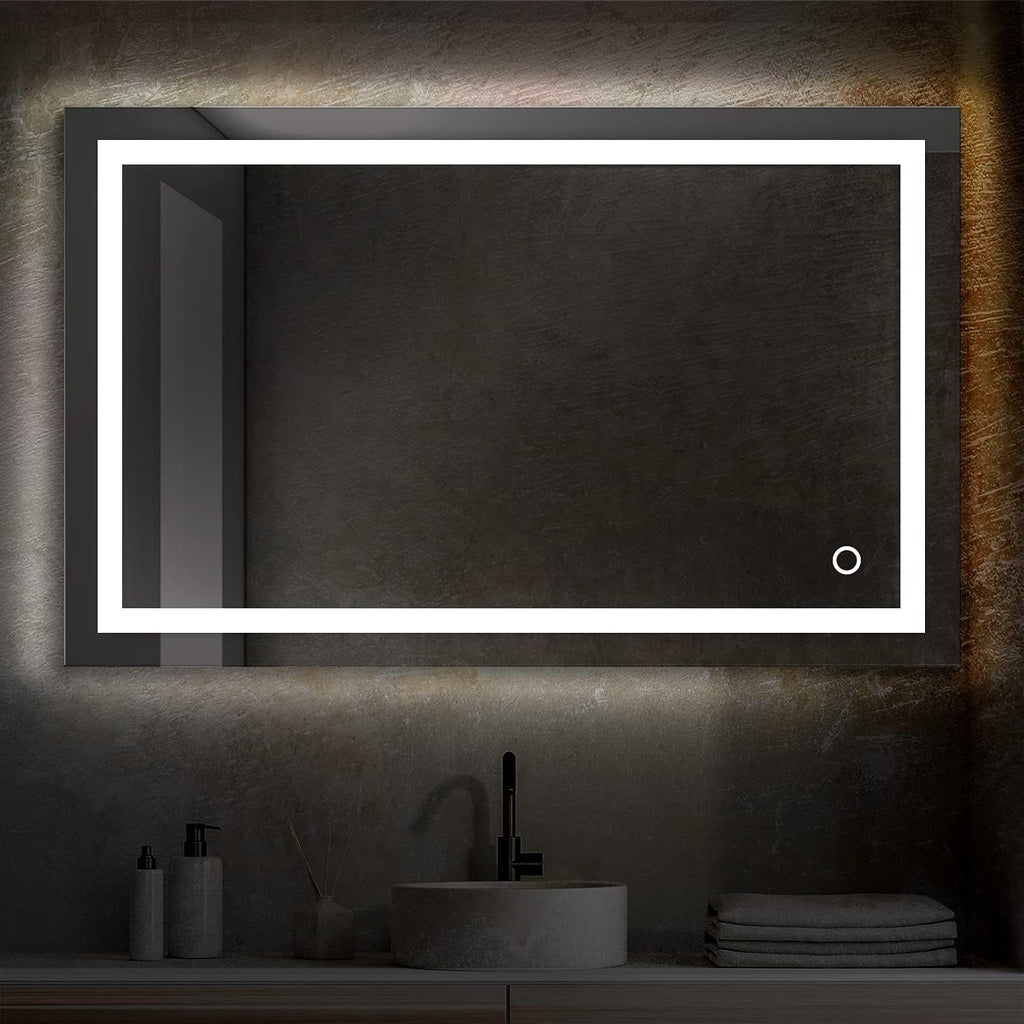 Blossom 48X30 LED Bathroom Mirror with Lights, Anti-Fog, Dimmable, Backlit & Front Lit, Lighted Bathroom Vanity Mirror for Wall, Memory Function, Waterproof, Tempered Glass, Smart Vanity Makeup Mirror