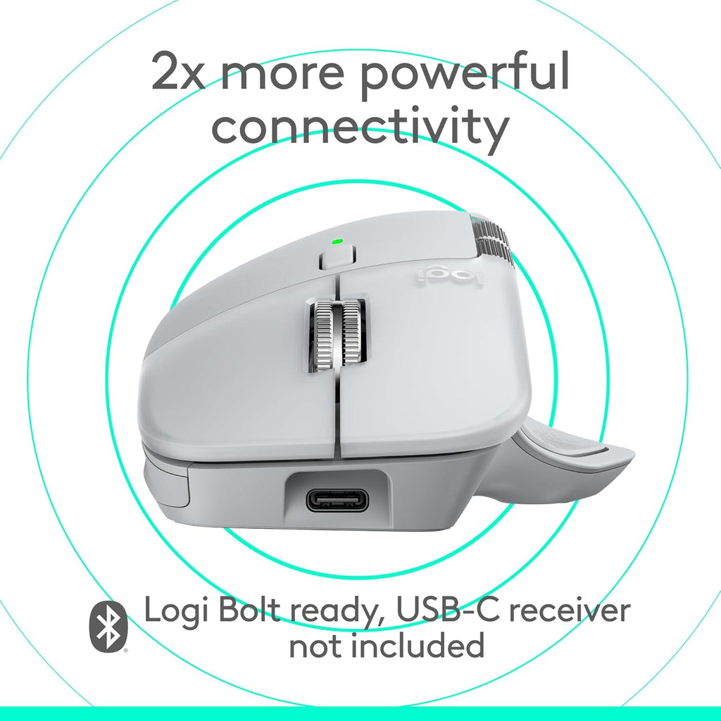 Logitech MX Master 4 for Mac, Ergonomic Bluetooth Mouse with Advanced Performance Haptic Feedback, Ultra-Fast Scrolling, USB-C Charging, MacOS, iPadOS, Windows - White Silver