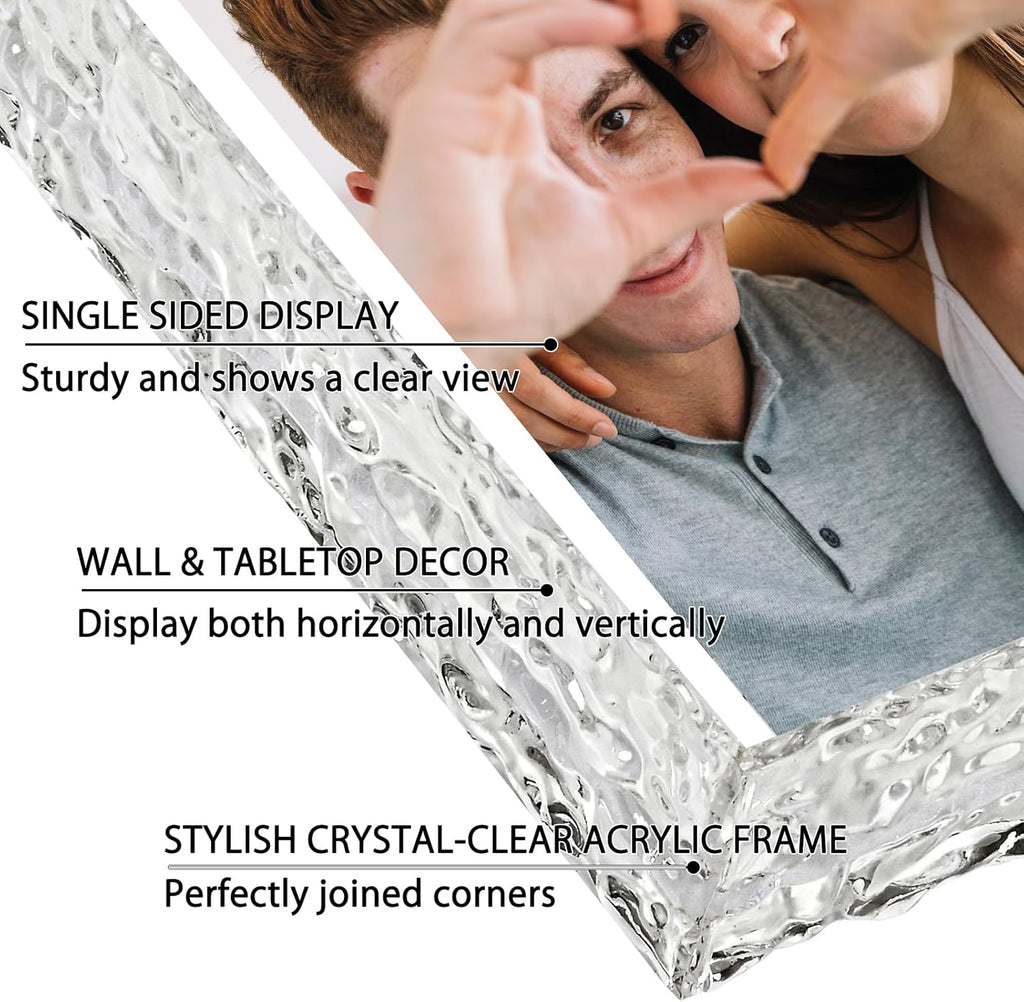 5x7 Picture Frames, Refined Crystal-Clear Acrylic Photo Frame, Wall & Tabletop Display Frames, Modern Floating Style for Home Office Decoration, Transparent (1 Pack)