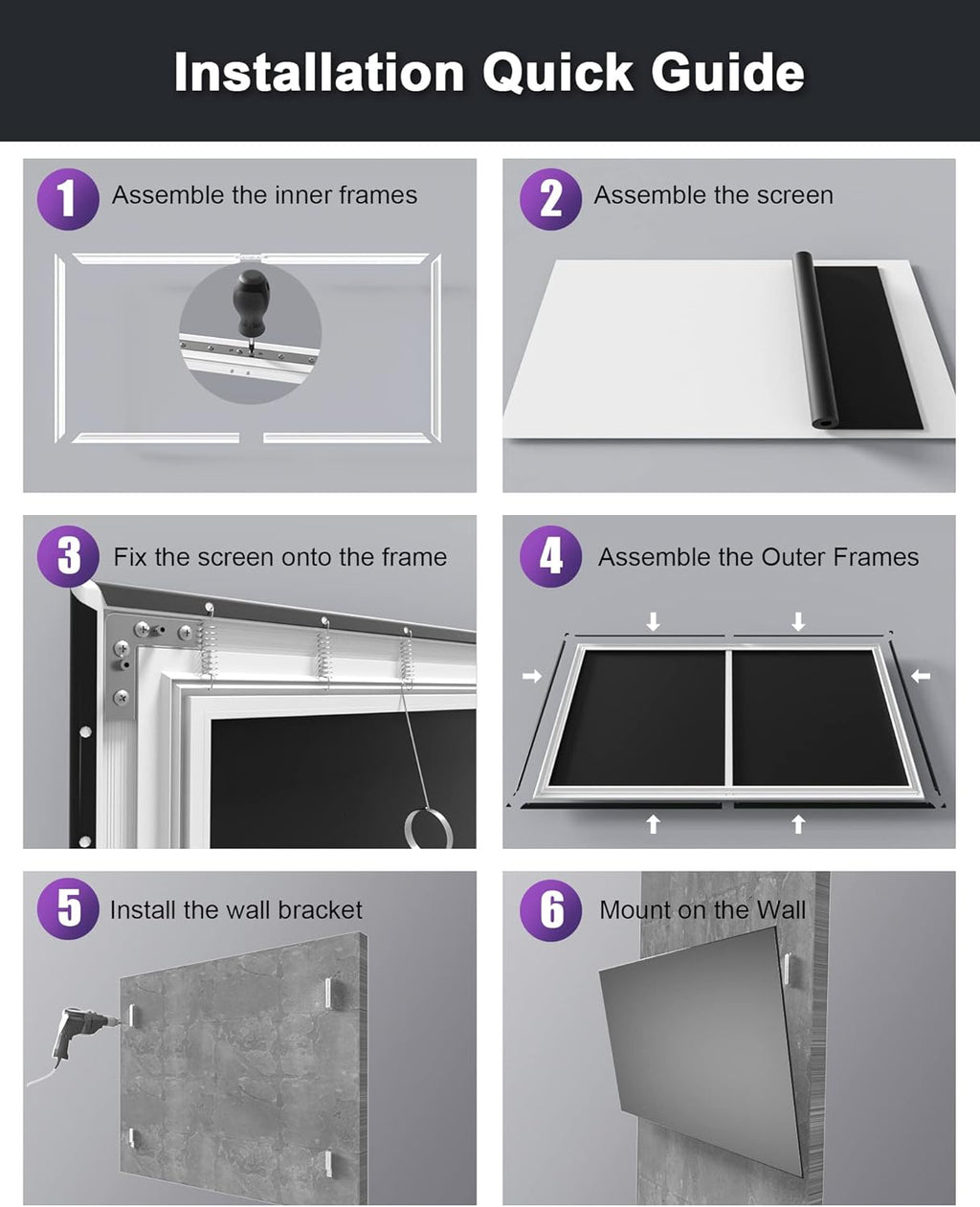 AWOL VISION, 120' Fixed Frame, Serriform ALR Projector Screen, 80% Picture Quality Improved, 95% Ceiling Light Rejecting, Cinematic Screen, Ultra Short Throw, 170° Viewing Angle