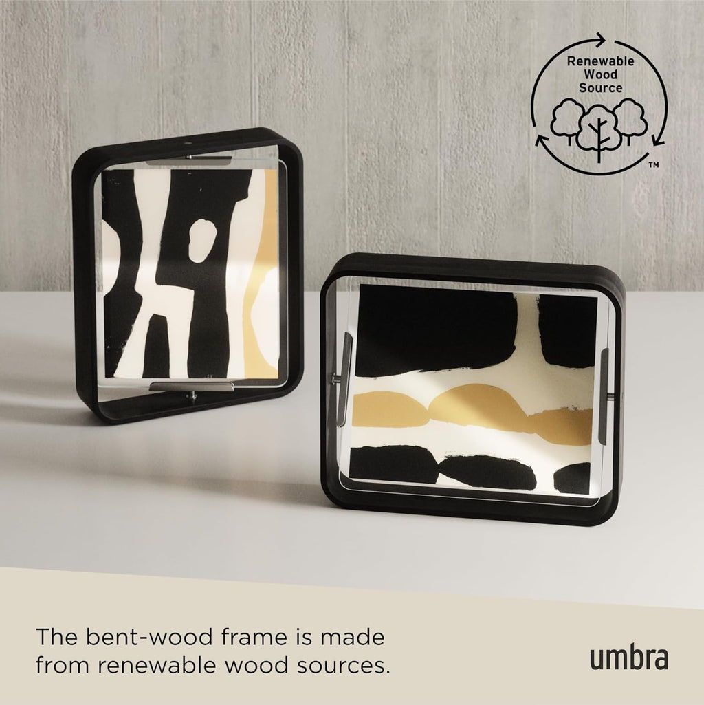 Umbra Bellwood 8x10 Desk Picture Frame with Bent Wood Trim and Two-Sided Rotating Display, Walnut