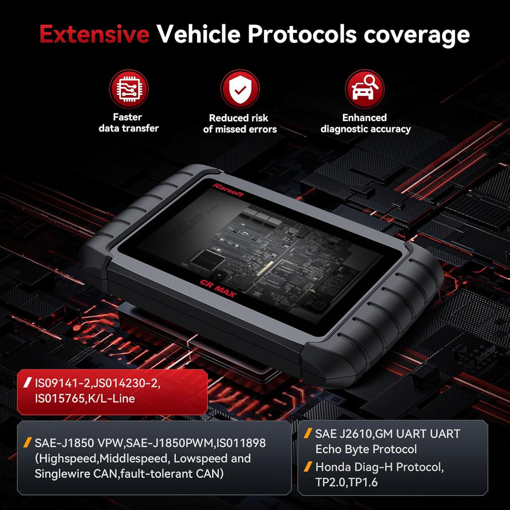 iCarsoft CR MAX 2025 Version Bidirectional Scan Tools Full System Diagnosis 49 Services All Active Test OBD2 Scanner Diagnostic Tool Car Code Reader ECU Coding CAN FD Free Update for 10000+ Vehicles