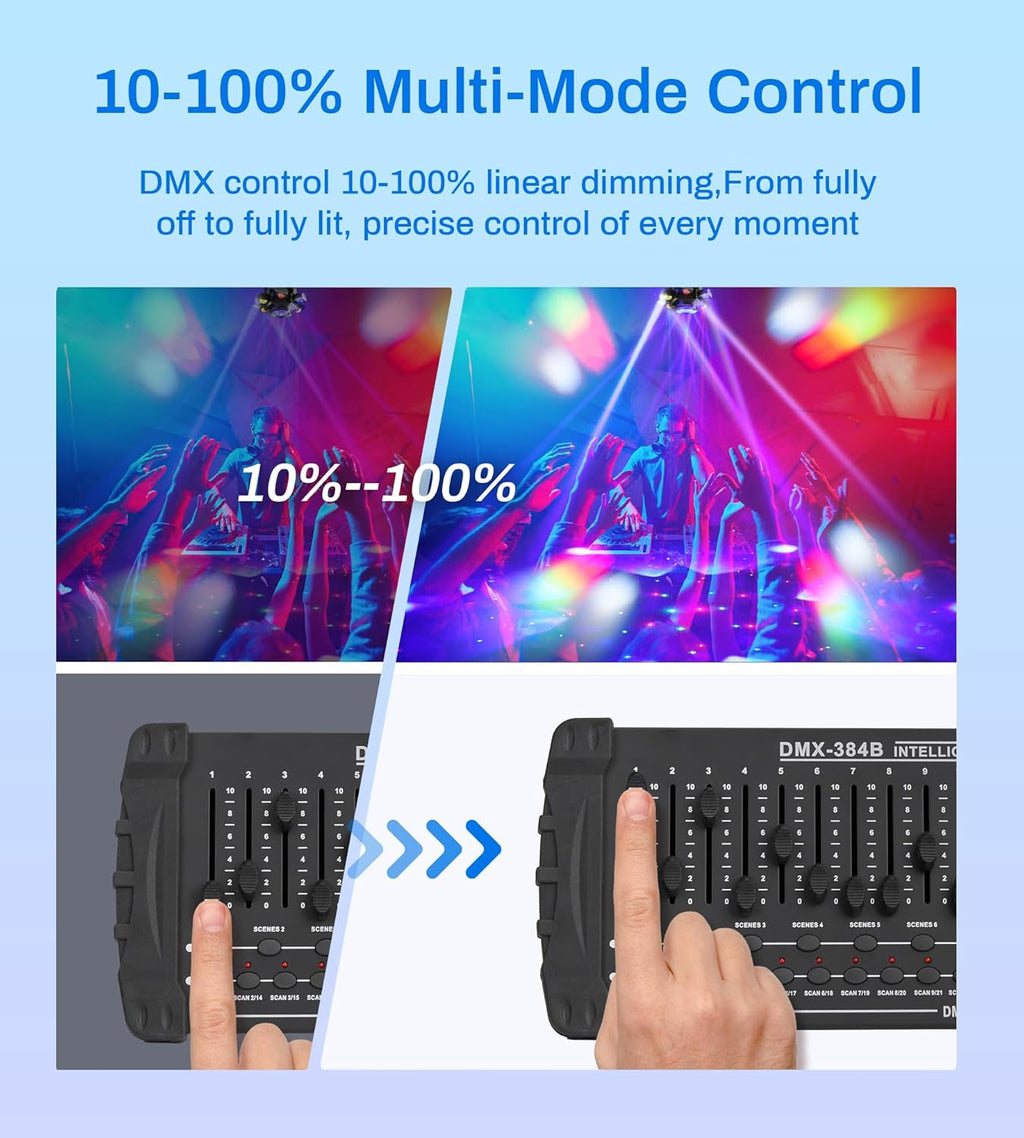 Moving Head DJ Lights, 150W Quality Metal Construction 6 Arms Disco Stage Light with RGBW 4-in-1 LED, DMX-512 & Sound Activation & Remote Control, Laser Party Lights for Bar, Wedding, Club Live House