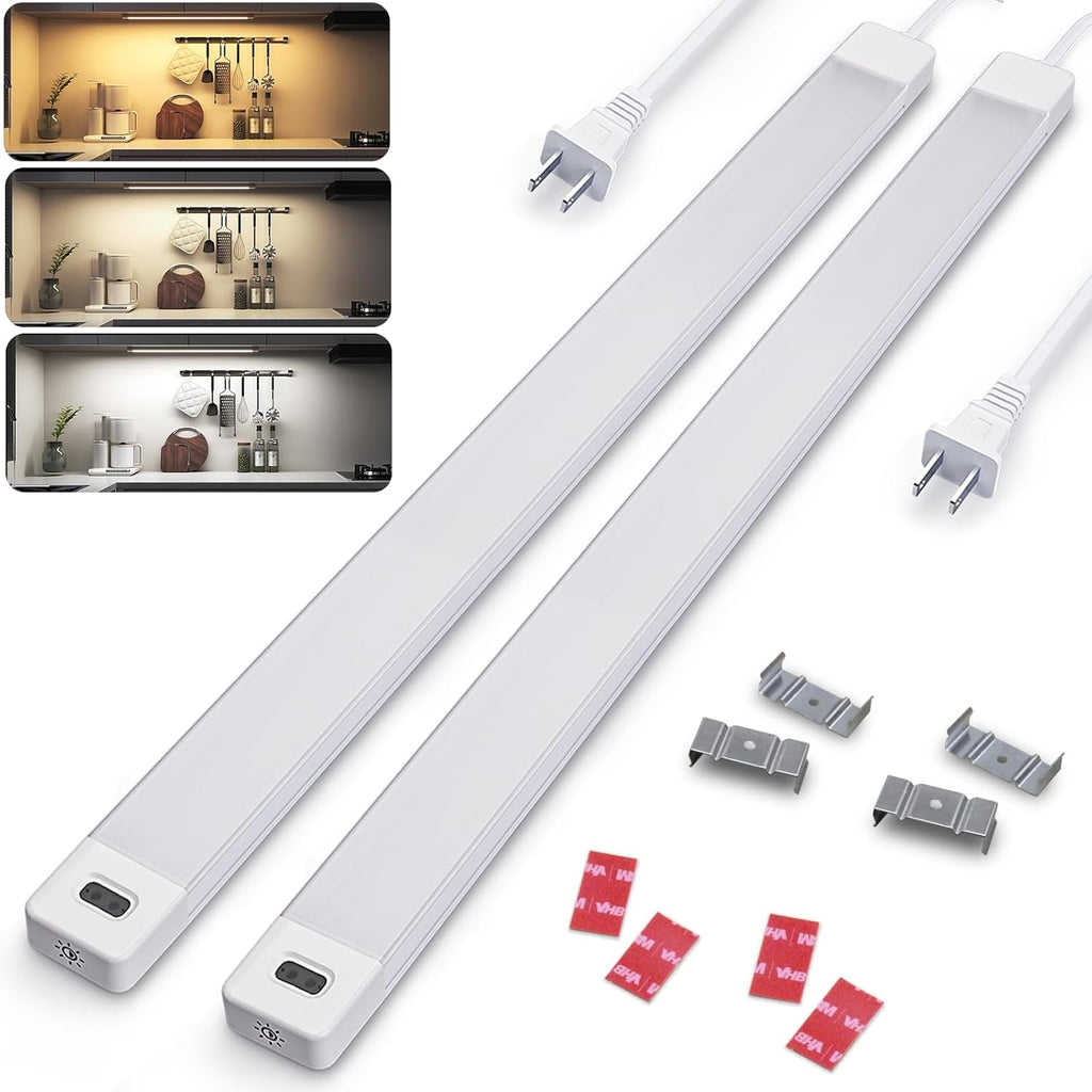 MYPLUS 16" Hand Wave Activated Under Counter Lighting, 2 Pcs LED Cabient Lights Motion Sensor with 5 Color Warm/Daylight/Cold White, Bright 450 Lumens LED Lights for Kitchen