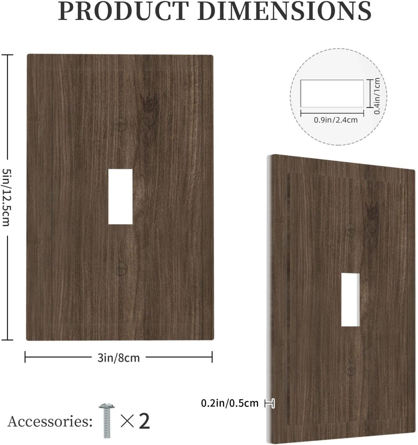 Decorative Light Switch Cover Plate Rustic Walnut Wood Grain 1 Gang Single Toggle Wall Plate Electrical Outlet Covers Decorate Switch Plate Cover for Farmhouse Cabin Decor