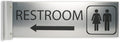ALPHA DOG SIGNS Corridor Projecting Hallway Bathroom Sign, Left Arrow, 4"x12" Double Sided, Indoor/Outdoor, Easy Install, Durable Business Wayfinding Plaque, USA-Made (Brushed Stainless)