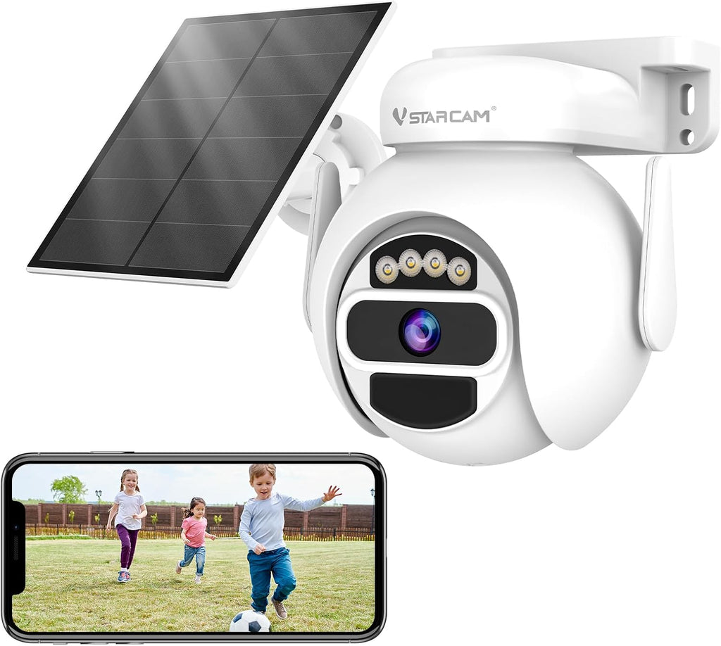 VSTARCAM Solar Security Camera Wireless Outdoor, 3MP Battery Powered WiFi Cameras Outside with Color Night Vision, Pan/Tilt, PIR Human Detection, 2-Way Audio, IP66, Local/Cloud Storage