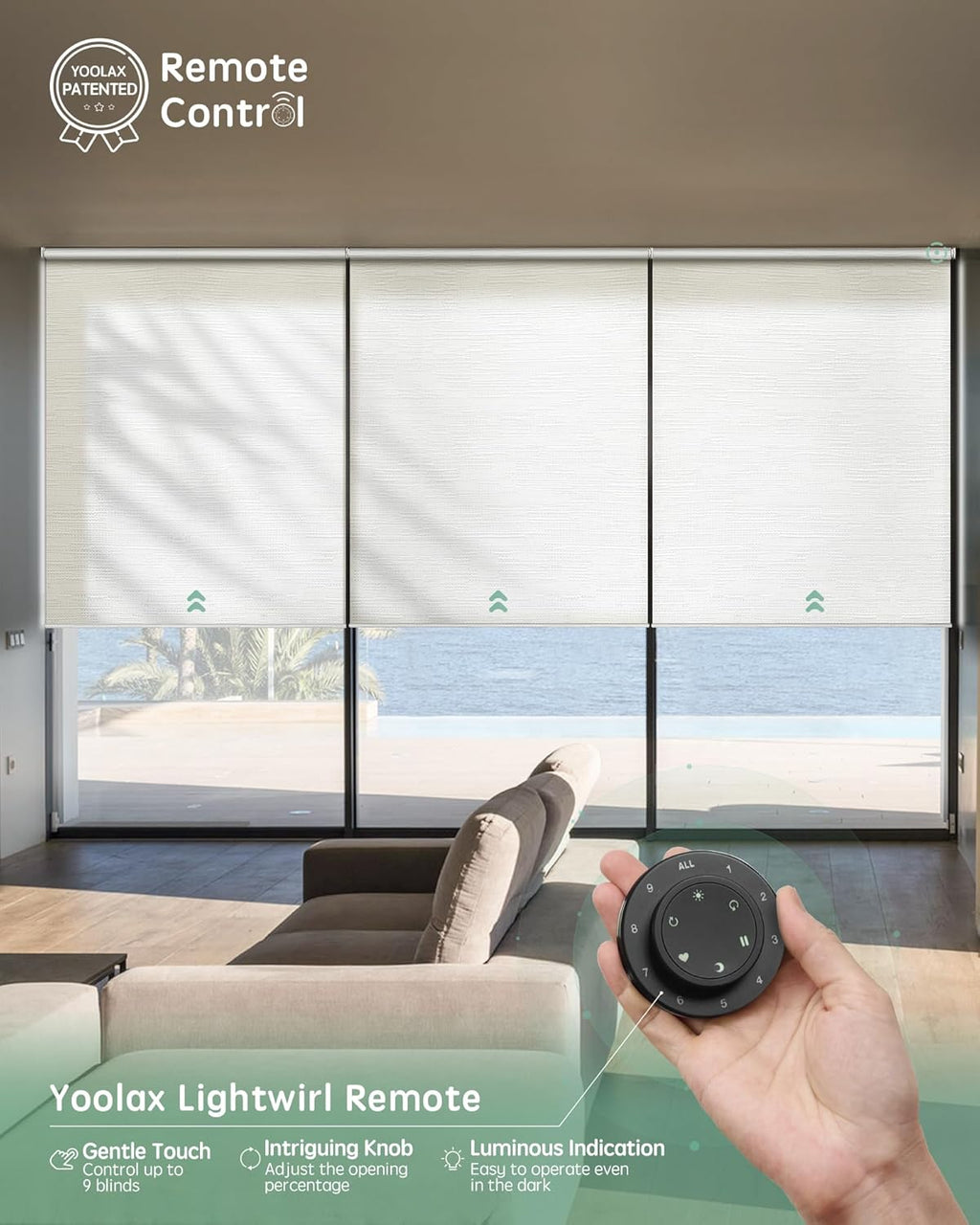 Yoolax Smart Coupled Roller Shades Compatible with Alexa Google, Motorized Blinds with Remote Light Filtering Coupled Roller Shades for X-Large Windows, Custom Size(XL Coupled-Jacquard White)