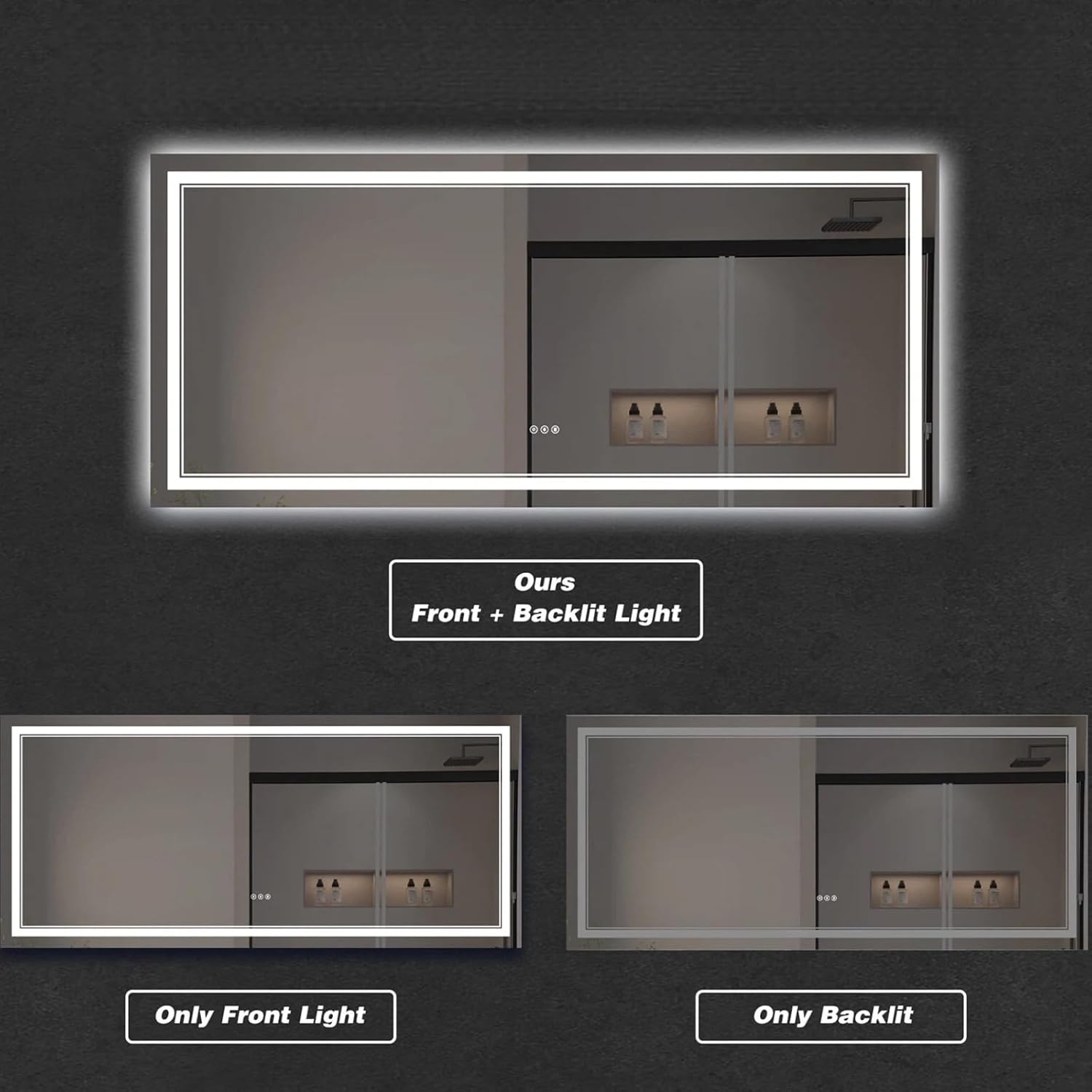 LED Bathroom Mirror with Lights, Wall Mirrors