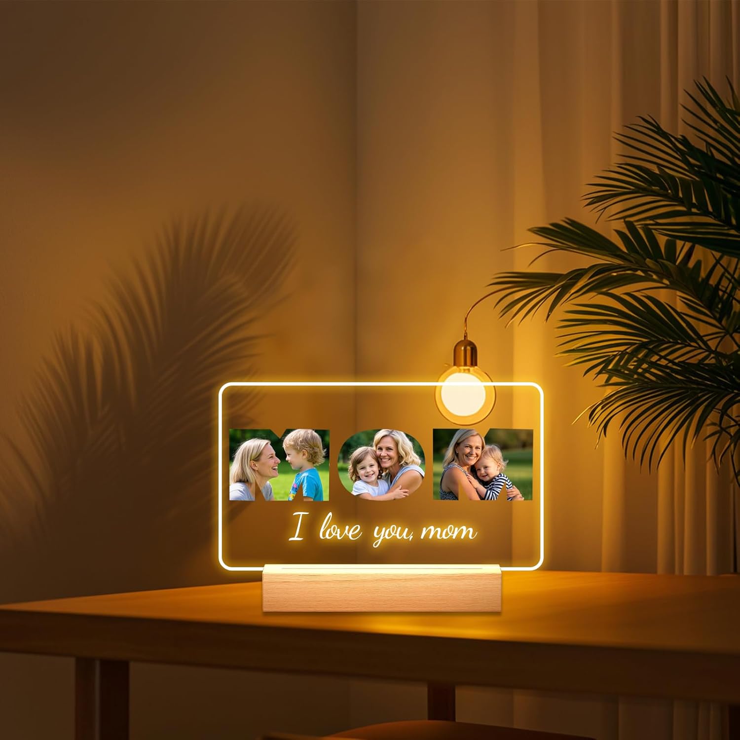 Personalized Picture Frames with Photo, Custom Photo Frame with Night Light, Customized Girlfriend Photo Gifts, Ideal Gift for Couples Anniversary Birthday Mom Dad Him Her