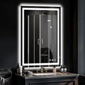 LED Bathroom Mirror, 28"x20" with Frontlit and Backlit Anti-Fog Mirror with Lights LED Vanity Mirror for Bathroom 3 Colors Temperature & Dimmable Bathroom Mirror with HD Tempered Glass