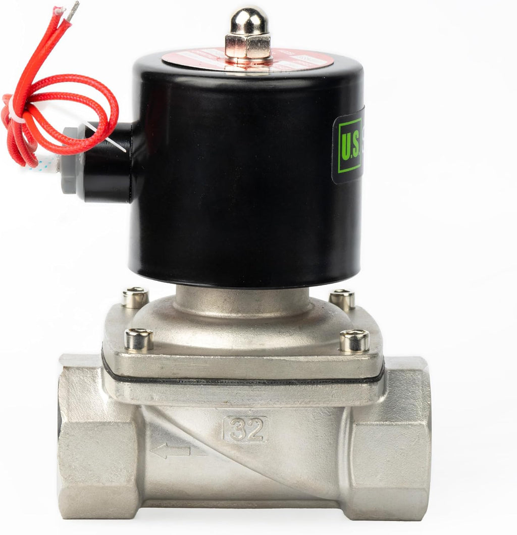 U.S. Solid 1-1/4" Solenoid Valve - 110V AC Stainless Steel Electric Solenoid Valve, Normally Closed, Viton Seal