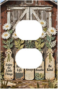 Rustic Daisy Barn Door Flowers Duplex Outlet Decorative Light Switch Covers Electrical Faceplate Switch Plates for Bathroom Kitchen Home